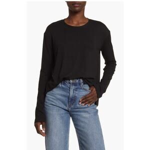 rag & bone The Knit Long Sleeve T Shirt NWOT XS Black Designer Minimalist